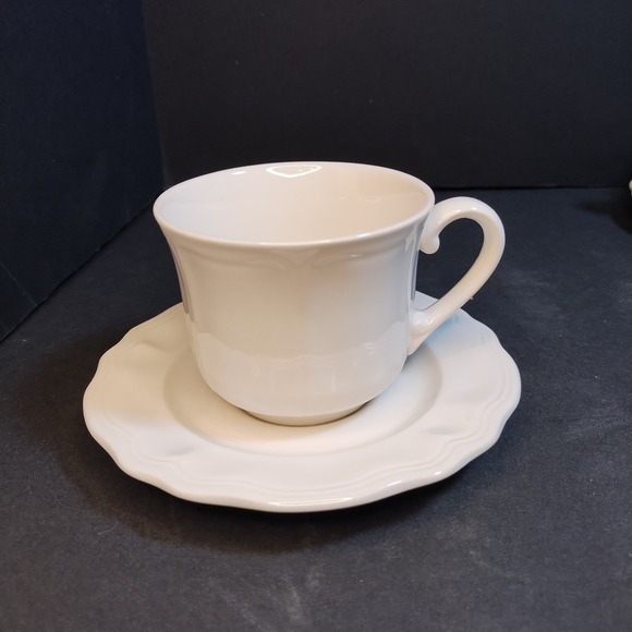 Set of 4 Federalist Ironstone Cup & Saucer‎ Scalloped Edge 4238 Japan 3" Vintage - Picture 2 of 16
